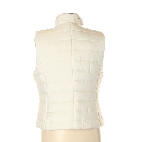 Loft Outlet Women's Ivory Puffer Vest Zip Up Front Zip Pockets Size Medium - Picture 2 of 10